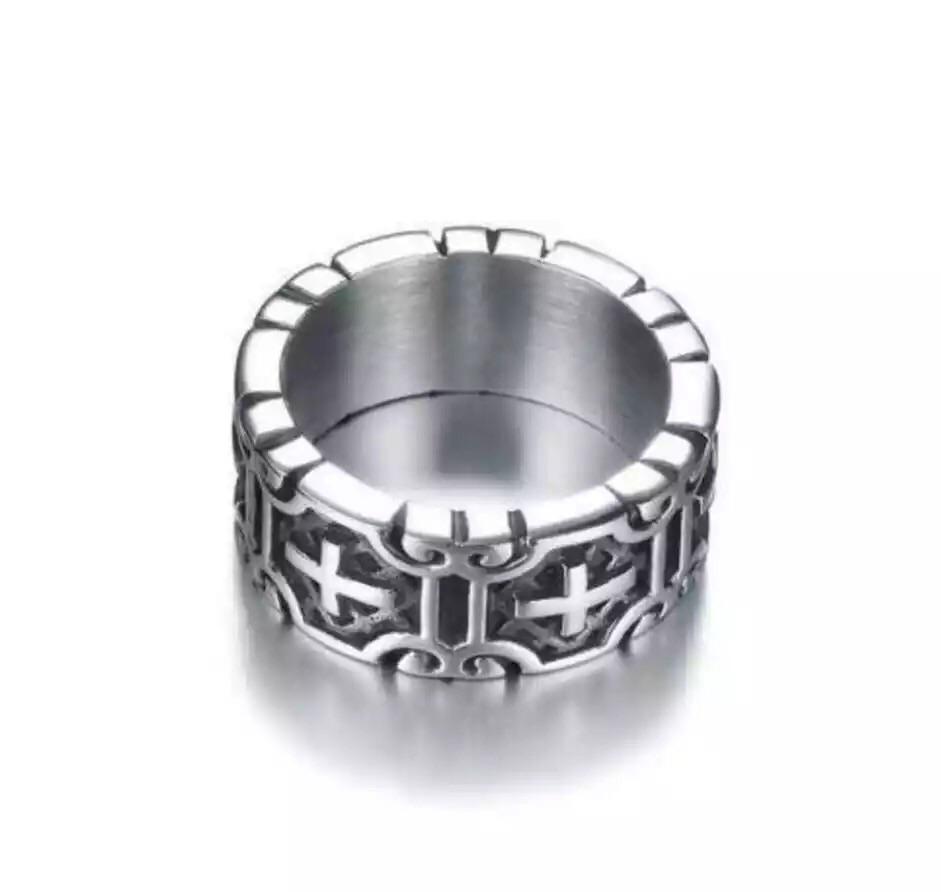 Anel Masculino Cruz de Aço 10mm