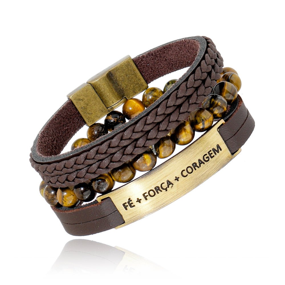 Kit de Pulseiras Fé, Força e Coragem - Universo Maschio