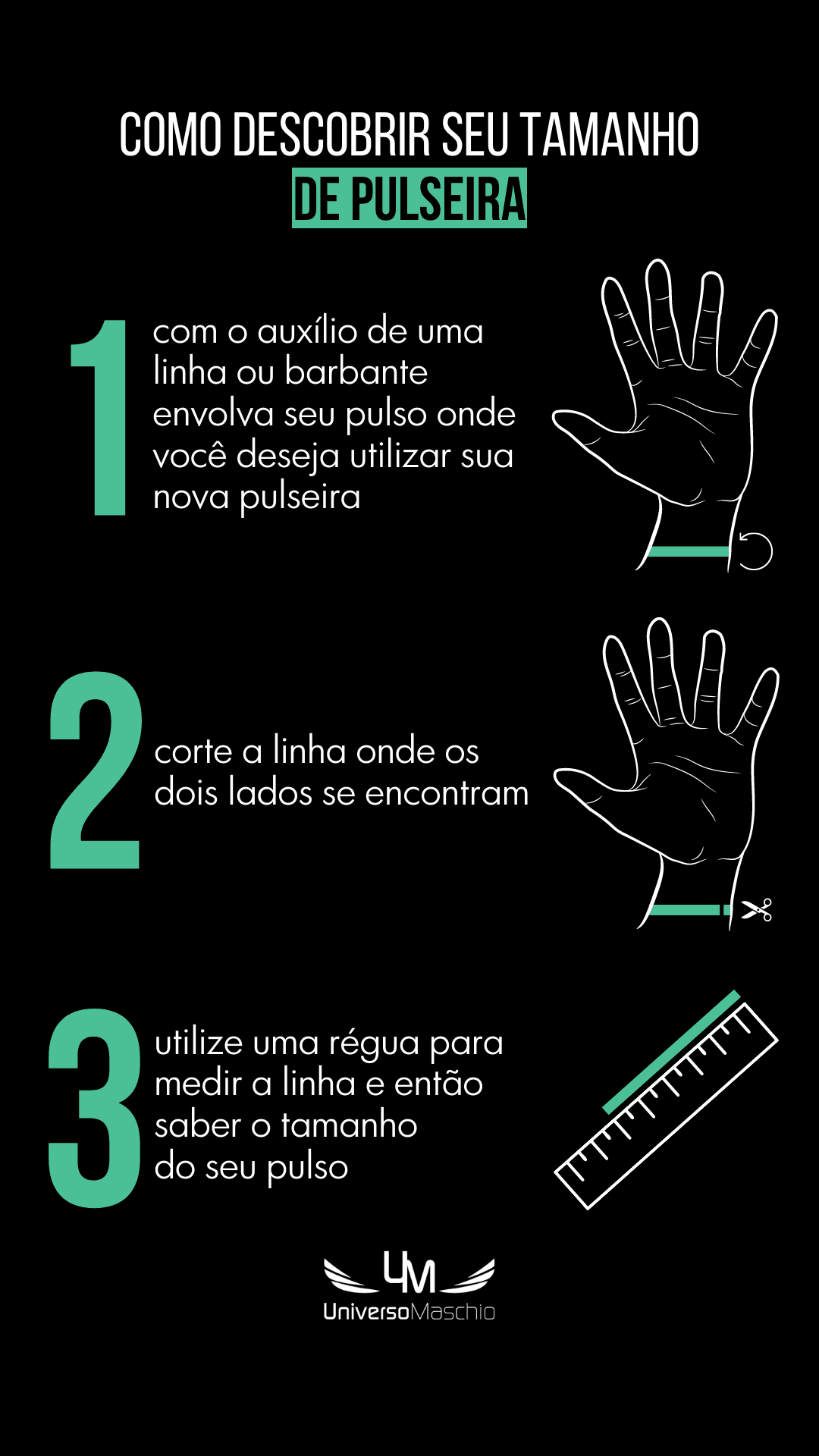 Pulseira masculina de Couro Foco, Força e Fé Universo Maschio Cod. 06357 - Universo Maschio