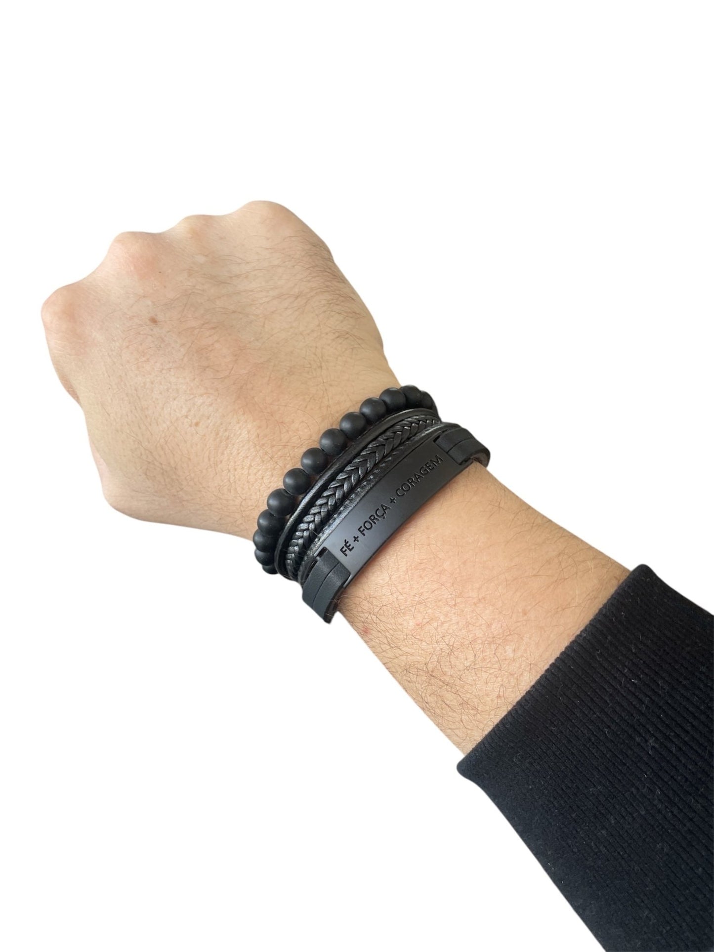 Kit de Pulseiras Universo Maschio Fé Força e Coragem Cód. 06567 - Universo Maschio