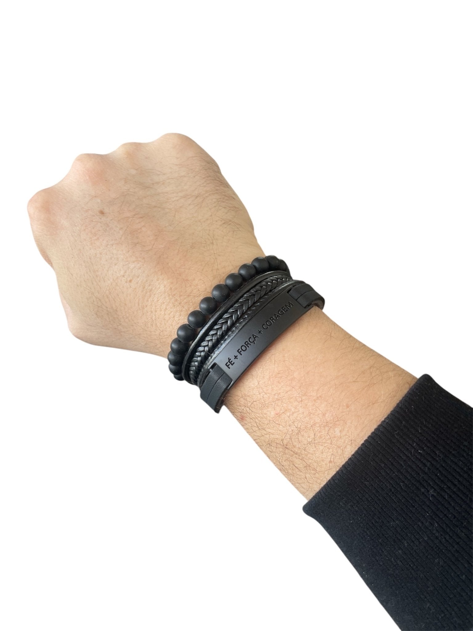 Kit de Pulseiras Universo Maschio Fé Força e Coragem Cód. 06567 - Universo Maschio