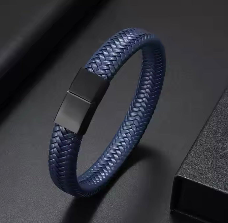 Pulseira Masculina Preta Krabi Azul Marinho - Universo Maschio