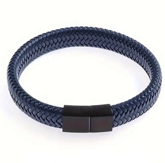 Pulseira Masculina Preta Krabi Azul Marinho - Universo Maschio