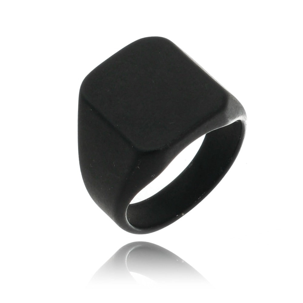 Anel de Aço Masculino Retangular Preto - Universo Maschio