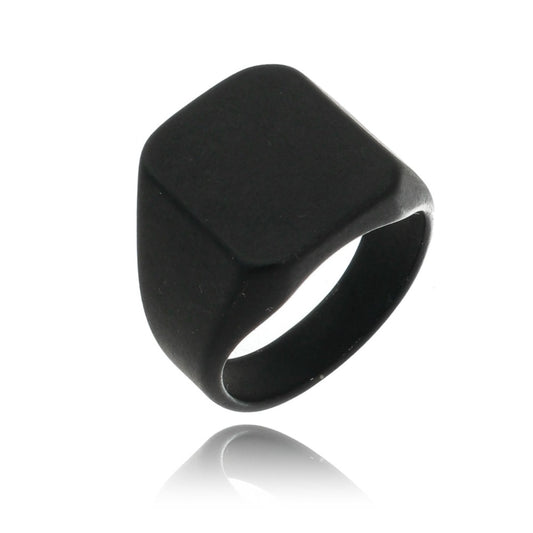 Anel de Aço Masculino Retangular Preto - Universo Maschio