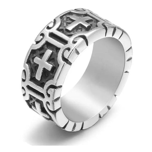 Anel Masculino Cruz de Aço 10mm