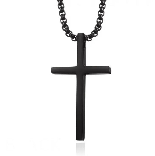 Cordão Cruz Preto Aço Inoxidável - Universo Maschio