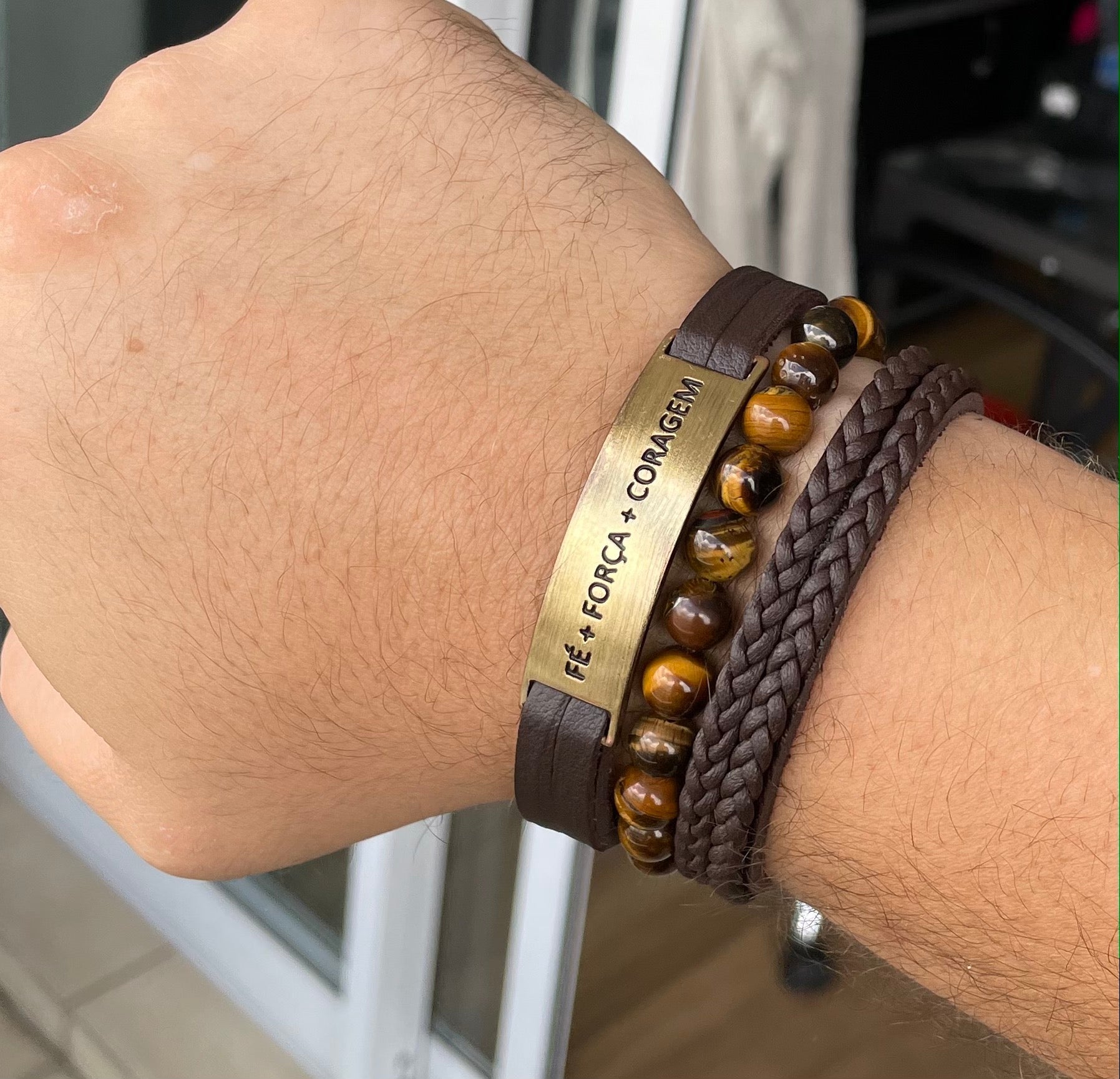 Kit de Pulseiras Fé, Força e Coragem - Universo Maschio