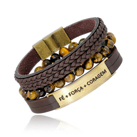 Kit de Pulseiras Fé, Força e Coragem - Universo Maschio