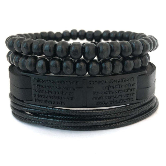 Kit de Pulseiras Oração Pai Nosso Black - Universo Maschio