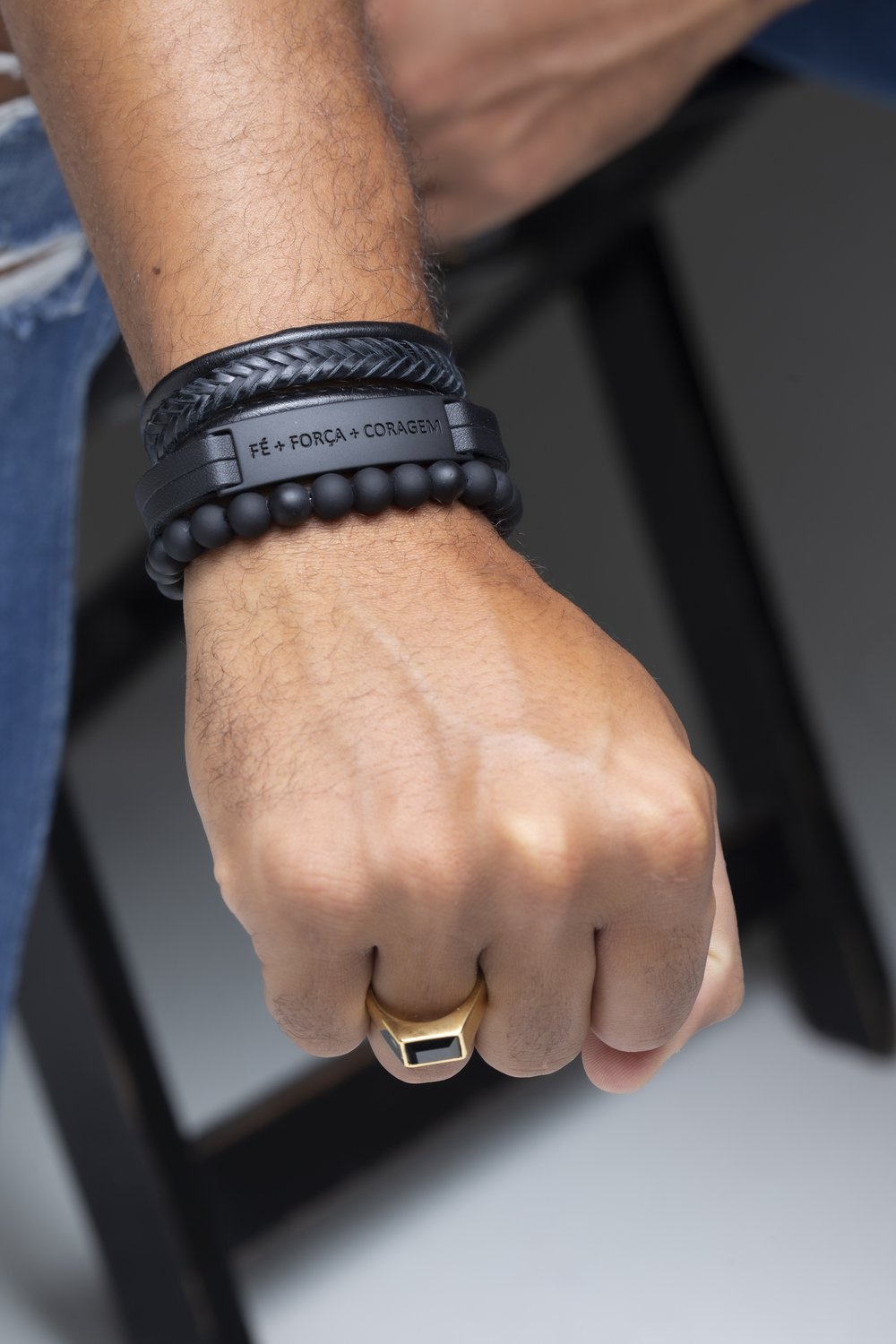 Kit de Pulseiras Universo Maschio Fé Força e Coragem Cód. 06567 - Universo Maschio
