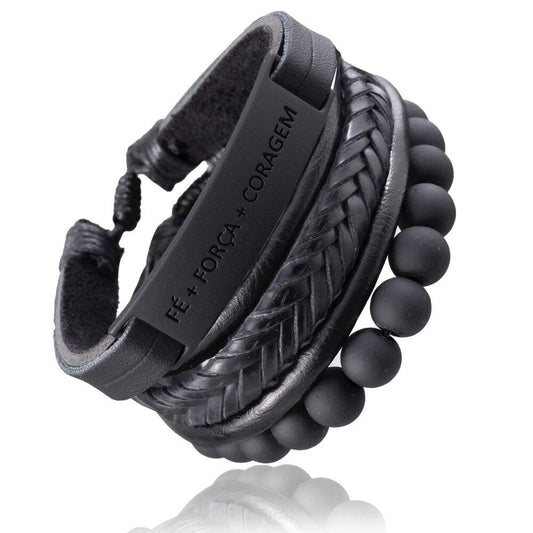 Kit de Pulseiras Universo Maschio Fé Força e Coragem Cód. 06567 - Universo Maschio
