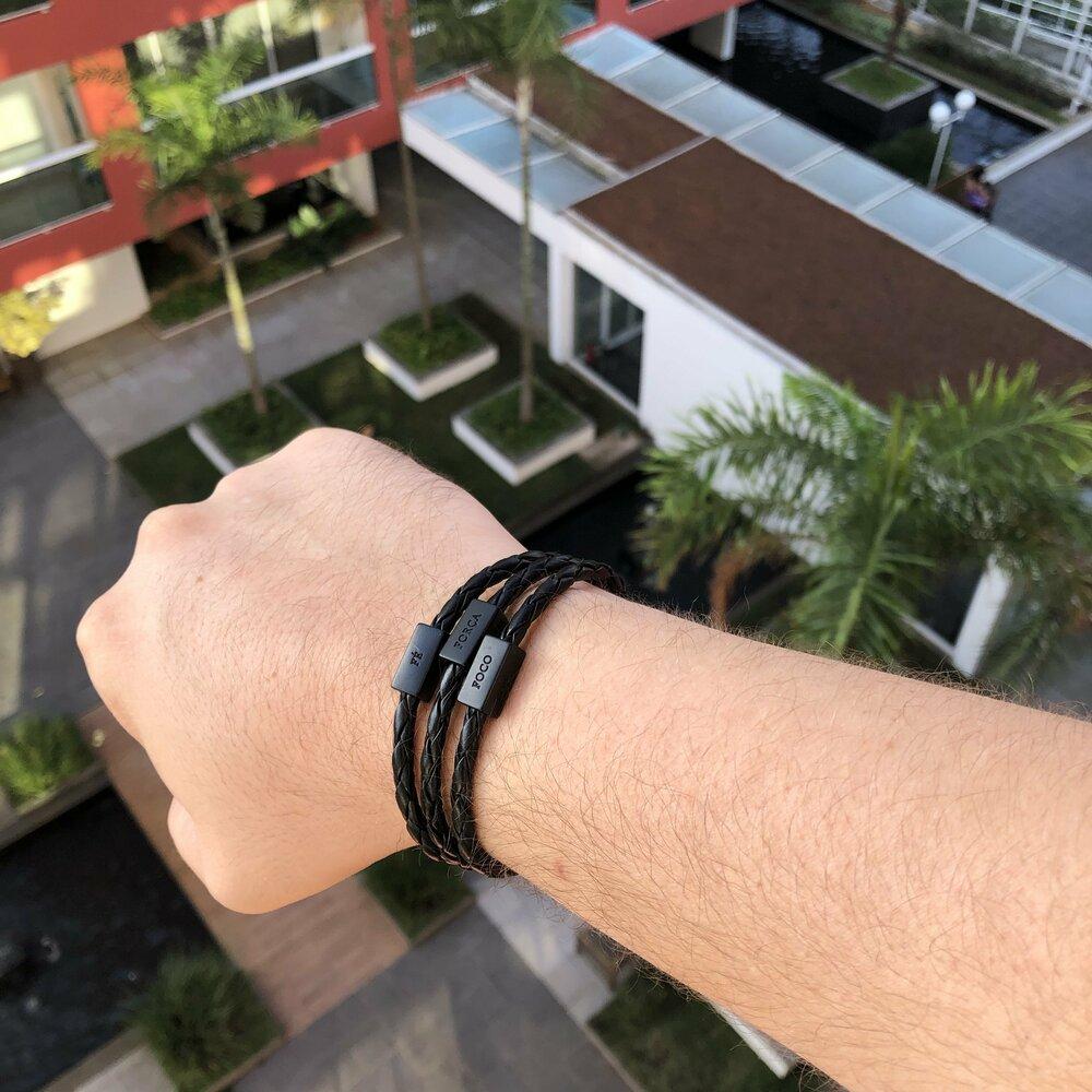 Pulseira Couro Foco, Força e Fé Cod. 07897 - Universo Maschio