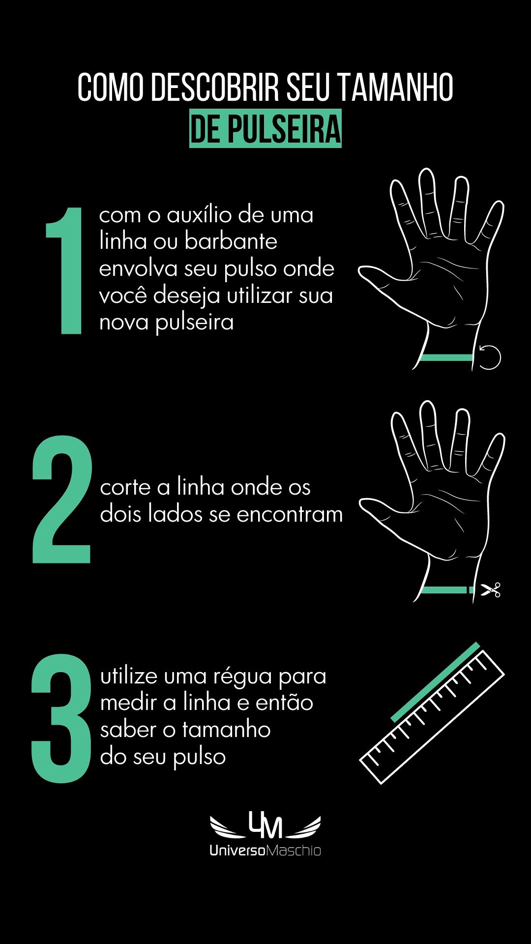 Pulseira de Couro Fé Força Coragem Universo Maschio Cod. 06335 - Universo Maschio