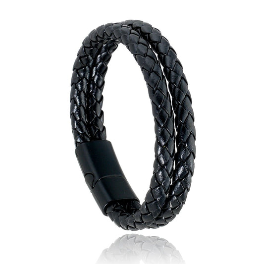 Pulseira Masculina Preta em Couro - Universo Maschio